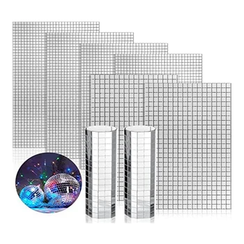 8100 db öntapadó tükrök Mozaik csempe 5 x 5 mm és 10 x 10 mm DIY Disco Ball Craft Disco matricákhoz Otthoni váza