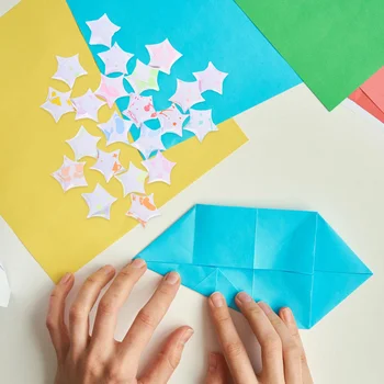 840 db origami csillag papírcsíkok Csillagok a Hand Art Fesztiválhoz Összecsukható gyermek gyerekek