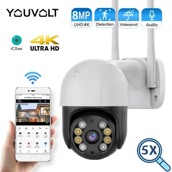 8MP 4K IP vezeték nélküli PTZ kamera HD színes éjjellátó Wifi kamera kültéri AI automatikus követés CCTV megfigyelő kamera 4X digitális zoom