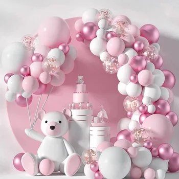 95/126db Macaron rózsaszín léggömb koszorú szett esküvői ívkészlet lányok születésnapi javaslat vallomás party hangulat dekorációs kellékek