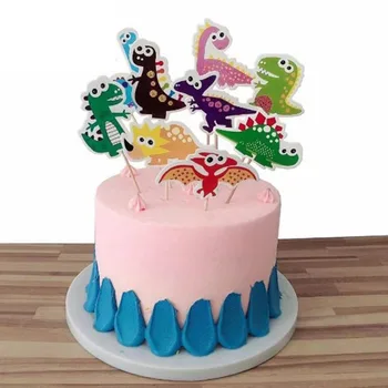 9Pcs dinoszaurusz torta feltétje Tyrannosaurus cupcake dekoráció a jurassic theme party kellékekhez gyerek fiú dinó születésnapi parti dekorációk
