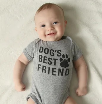 A kutya legjobb barátja Baby Rompers Csecsemő fiúk Lányok Rövid ujjú Romper Toddler UnisexPlaysuit Divat Stílusú viselet