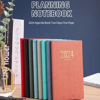 A6 Notebook Planner for 2024 Daily Plan, angol Diák írószerek kulcsszavakkal Naptár rendszerező jegyzetfüzetek
