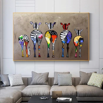 absztrakt színes zebra vászon Festmények a falon Plakátok és nyomatok Művészeti kép a modern nappali dekorációhoz Nincs keret
