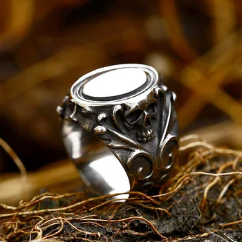 Acélkatona 2022 Új ovális klasszikus divat Antik férfi ékszergyűrű Rozsdamentes acél gyűrű Egyszerű gyűrű