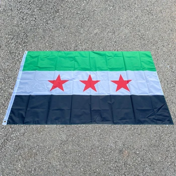 aerlxemrbrae 90*150cm Szíria zászlaja Szíriai Arab Köztársaság Szíriai háromcsillagos zászló Zászló Lógó lakberendezési zászlók