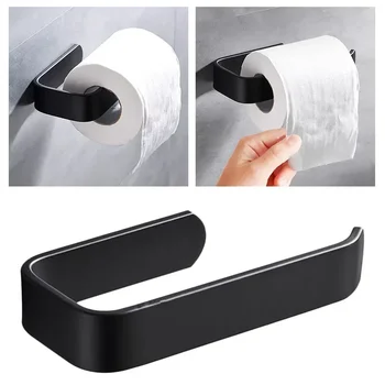 Akasztós papírtartó Rack szövetre szerelt WC Modern falú fürdőszoba Akril horogtekercs Fekete konyha