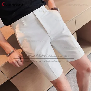 alkalmi öltöny rövidnadrág férfiaknak Summer Beach Vacation Tailor-made Fashion Short nadrág Férfi Classic White Slim Fit nadrág 1 részes