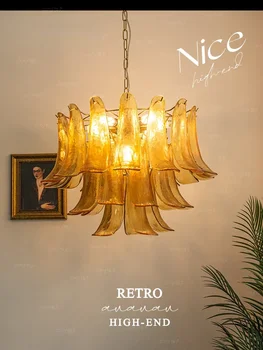 American Country Retro mennyezeti lámpa középkori B & B üveglámpa a nappaliban