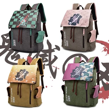 Anime Demon Slayer hátizsákok Kamado Nezuko Cosplay rajzfilm Unisex alkalmi diák könyvtáska Kültéri hátizsák nyomtató táska ajándékok
