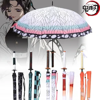 Anime démonölő Katana esernyő napernyő hosszú fogantyú napernyők Kimetsu nem Yaiba Tanjirou szélálló kard esőfelszerelés