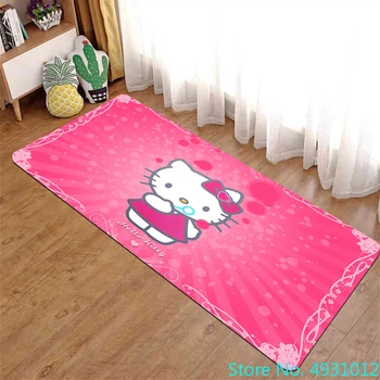 Anime rajzfilm rózsaszín Hello Kitty szőnyegszőnyeg 60x160cm Nappali hálószoba dekoráció Ágy melletti puha baba gyerekek csúszásgátló padlószőnyeg