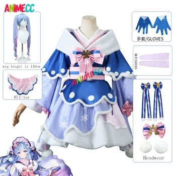 ANIMECC 2023 Snow Miku Cosplay jelmez paróka Anime Mikuu téli Lolita ruha kalap Hajviselet Halloween party ruhák női lányoknak