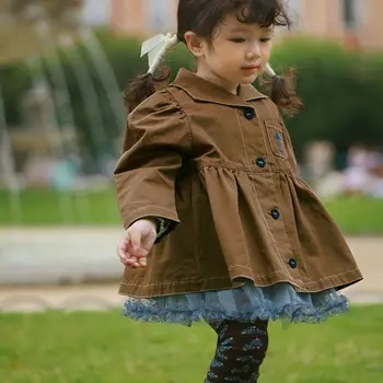 Anya gyerek lányok Niche temperamentum kabát 2023 ősz új baba A hosszú kabát koreai változata őszi gyermekruházat kabát