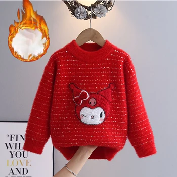 Aranyos Kuromi kötöttáru pulóver Y2K lányok kerek nyakú pulóver pulóver alsóing rajzfilm gyerekek felső gyermekruházati ajándék