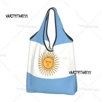 Aranyos nyomtatás Argentína zászlaja Bevásárlótáska hordozható vállvásárló kézitáska