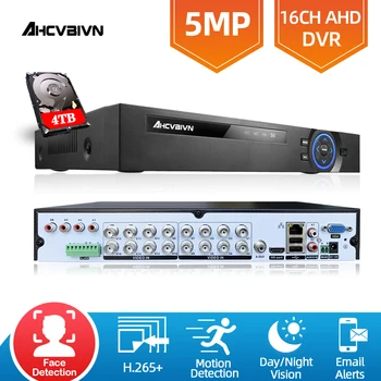 Arcfelismerés 16CH CCTV digitális videó felvevő 5.0MP H.265 HD-kimenet P2P hibrid 6 az 1-ben IP kamera XVI AHD DVR biztonsági rendszer
