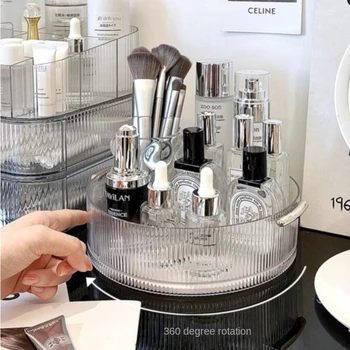 Asztali kozmetikai állvány forgatható fürdőszobai polc Nagy kapacitású parfüm aromaterápiás bőrápoló termék tároló állvány szervező