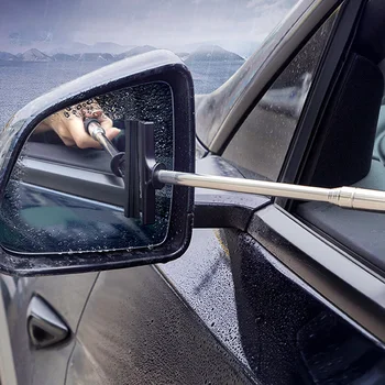 Autó visszapillantó tükör ablaktörlő teleszkópos automatikus tükör gumibetét tisztító 98cm hosszú fogantyú autótisztító eszköz tükörüveg ködtisztító
