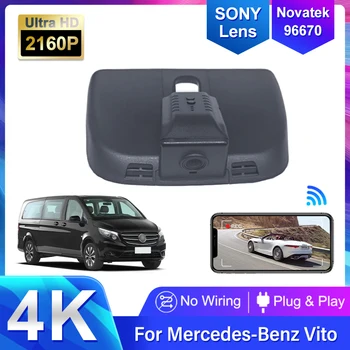 Autó Wifi DVR vezetési videó felvevő Autó első műszerfal kamera 4K 2160P Mercedes-Benz Vito Viano Valente Metris V osztály W447