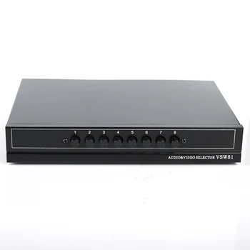 AV kapcsoló doboz 8 bemenet 1 kimenet AV audio-video jel kompozit RCA kapcsoló 8-1 audio és video kapcsoló