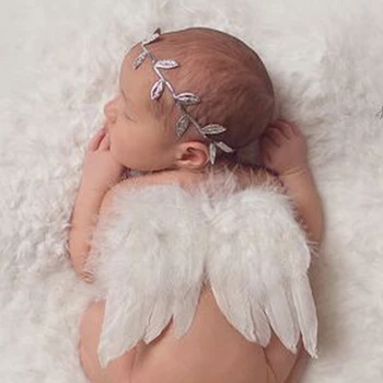 B2EB elhagyja a fejpántot Baba fotózás szárnyak 0-6 Infant Angel szárny baba-kellék dekoráció