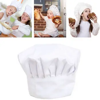 Baby Kid White Chef Hat Elastic Kitchen Baking Cooking Cosplay Costume Caps For Party Caps For Children Gorro Cocinero Blanco