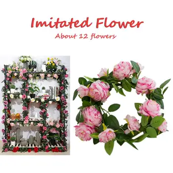 Bazsarózsa virágkoszorú mesterséges rózsaszín virágkoszorú zöld levelekkel 11,81x11,81 hüvelykes rusztikus parasztház virágos dekoráció