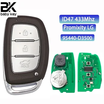 BB kulcs a Hyundai Tucson 2019 2020 433MHz ID47 chiphez PN:95440-D3500 3 gomb logóval Kulcs nélküli Go Smart Remote autókulcs