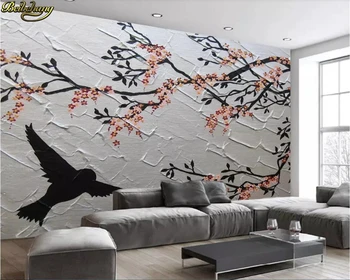 beibehang Egyéni fotó tapéta falfestmény Új kínai dombornyomott szilva akvarell madár Dekoratív fali papírok Lakberendezés Papel de Parede