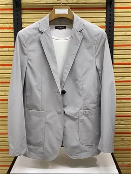 Blazer férfi kabát 2023 tavasz nyár egymellű zseb alkalmi öltöny dzseki férfi divat egyszínű vad hosszú ujjú felsők