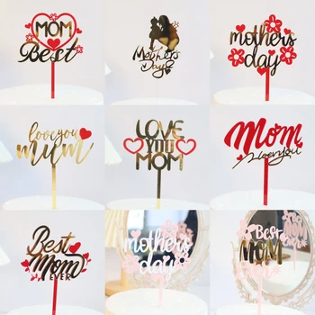 Boldog anyák napi torta cupcake desszert Topper kártya dekoráció piros őszibarack szív ajándékok anyának