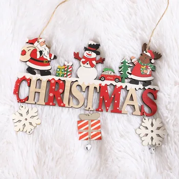 Boldog karácsonyt dekoráció Fa medál Mikulás jávorszarvas ajtó Függő karácsonyi téma Party Otthoni hangulat dekorációk