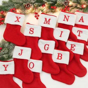 Boldog karácsonyt zokni piros ábécé betűk Karácsonyi harisnya karácsonyfa medál dekoráció otthoni karácsonyi ajándékhoz Újév 2024