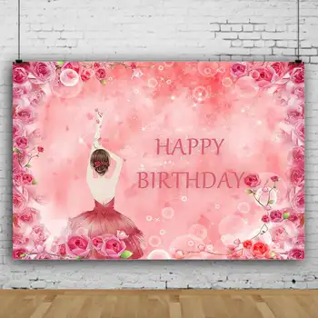 Boldog születésnapot rózsaszín háttér Rose Girl téma Party Photo Backdrop Starry Night Sky Háttér Fotóstúdió