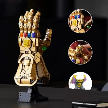 Bosszúállók film Thanos arany Végtelen kesztyű Tégla modell Micro Vasember kesztyű építőelem Összeszerelt fiú játékok