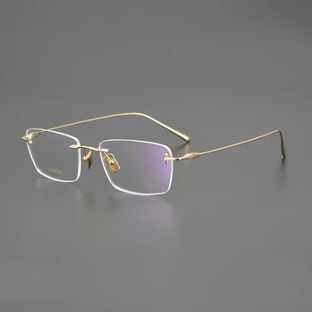 Brand Design Titanium Business keret nélküli szemüvegkeret Férfi divatos téglalap keret nélküli szemüveg női ultrakönnyű myopia szemüveg