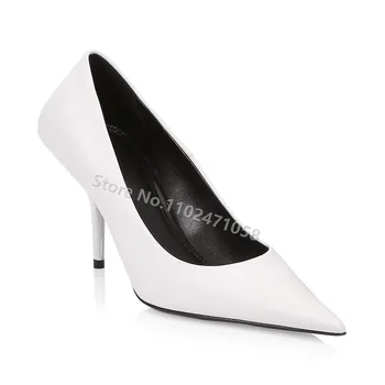 Brit stílusú hegyes orrú vékony sarkú cipők Pumps nőknek Elegáns, sekélyen csúsztatható magas sarkú cipő Női irodai party esküvői cipő