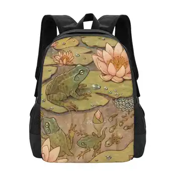 Béka életciklus minta tervezés Laptop utazás Iskolai táskák életciklus Ebihal növények lótusz virág botanikai metamorfózis Lilypad