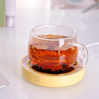 Bögre melegítő kávéhoz és teához, íróasztalhoz, automatikus kikapcsolással, melegebb tányér éjszakai fénygyűrűvel világít US Plug