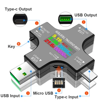 C típusú PD USB teszter DC digitális multiméter voltmérő áramfeszültség mérő amper ampermérő érzékelő power bank töltő jelző