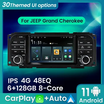 Carplay+Auto autórádió sztereó JEEP Grand Cherokee Liberty Wrangler Chrysler Dodge multimédia lejátszó Android11 6 + 128G DSP RDS