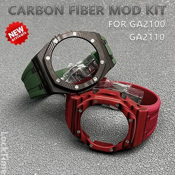CasiOak szénszálas mod készlethez G SHOCK GA2100 / GA2110 gumi Correa szíjhoz és rozsdamentes acél óra csat DIY módosításhoz