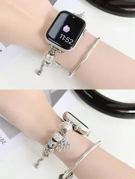 Charm Pandora szíj Apple Watch szíjhoz 49Ultra 41/45mm 8SE 7 6 5 4 3 2 1 Állítható hölgy fémlánc iWatch 38/42/40/44mm órához