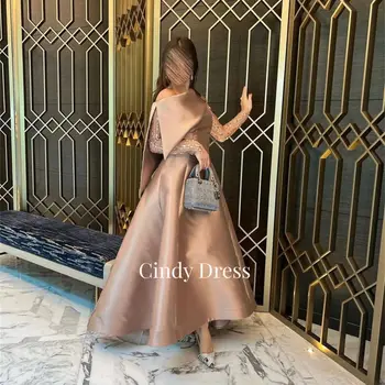 Cindy Long Party ruhák gyöngyhímzés Női estélyi ruha Pezsgős bál 2023 Lejtős vállak Elegáns nők A-vonalú luxus