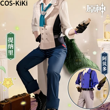 COS-KiKi Genshin Impact Tighnari Albedó Game Suit Cosplay jelmez Elegáns jóképű egyenruha Halloween Party szerepjáték Ruha Férfiak