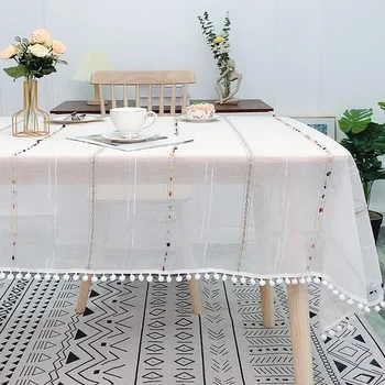 Csipke téglalap alakú terítő dekor terítő a konyhához a konyhához étkező esküvői tüll rojtokkal
