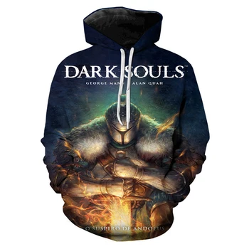 Dark Souls 3D nyomtatás Kapucnis pulóverek Férfiak Nők Alkalmi Divat Pulóver Kapucnis pulóver Játék Cosplay Hip Hop Streetwear Pulóver Kapucnis Ruházat