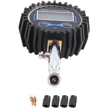 Digitális gumiabroncsnyomás-mérő Elektronikus gumiabroncsnyomás-mérő fekete autókhoz Gumiabroncs-mérő nagy teherbírású légnyomásmérő