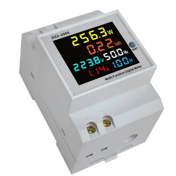 Din sínes AC monitor 6IN1 250-450V 100A feszültségáram teljesítménytényező Aktív KWH Elektromos energia frekvenciamérő VOLT AMP